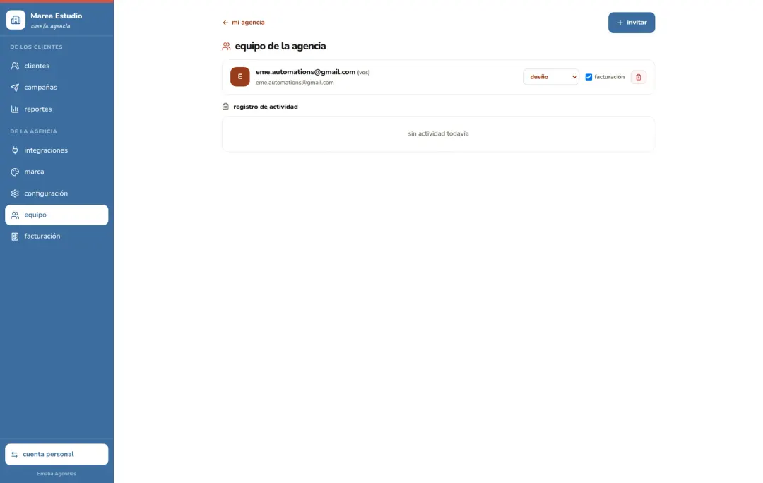 Equipo y roles en Emalia Agencias: dueño, socio, colaborador