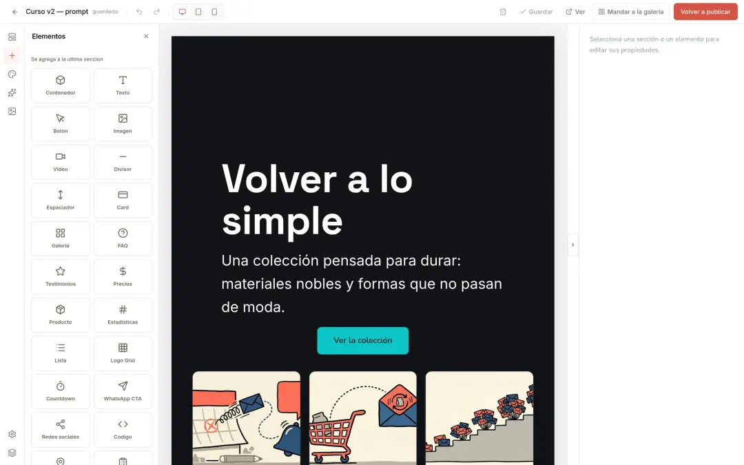 Cómo usar el editor de landings
