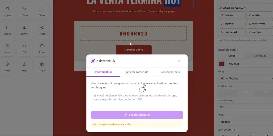 Asistente de IA del editor