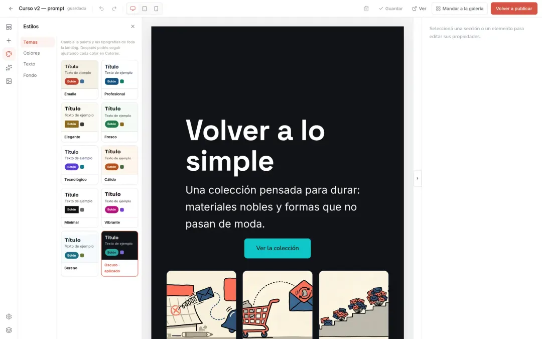 Cómo usar el editor de landings