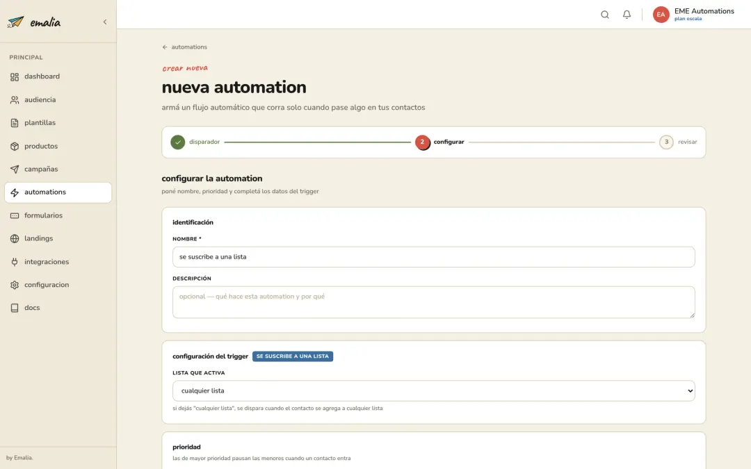 Cómo crear un email de bienvenida automático en Emalia