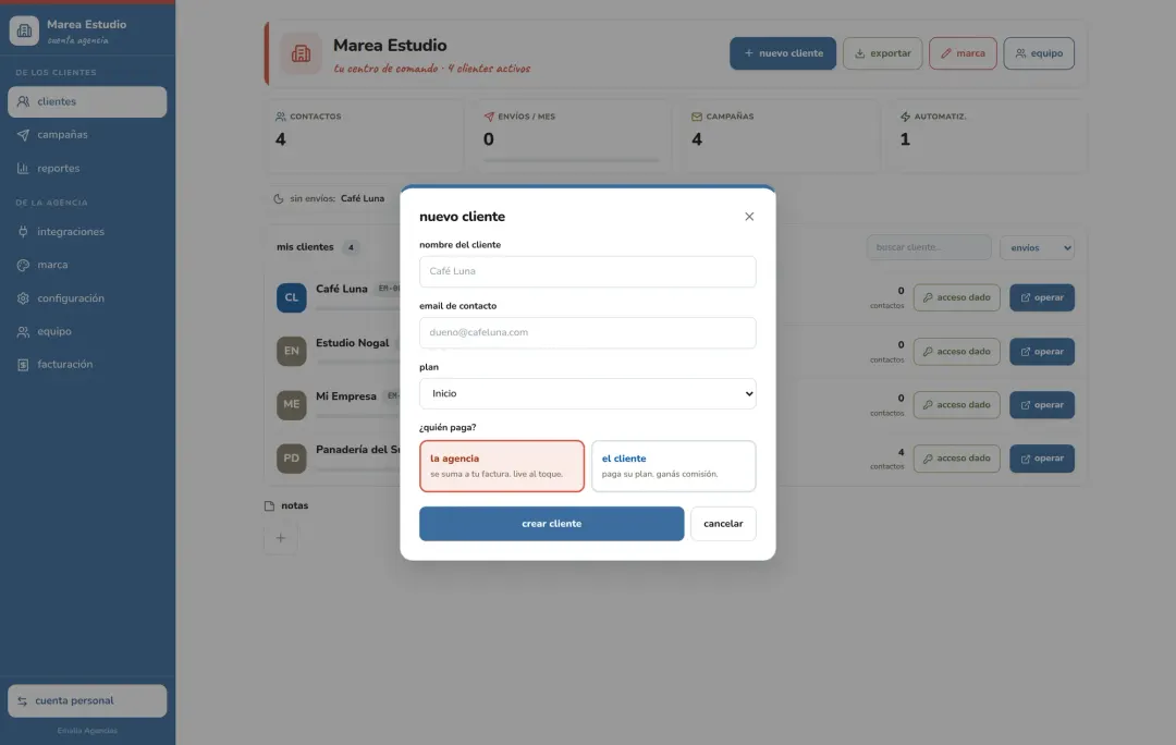 Dar de alta y gestionar clientes en Emalia Agencias