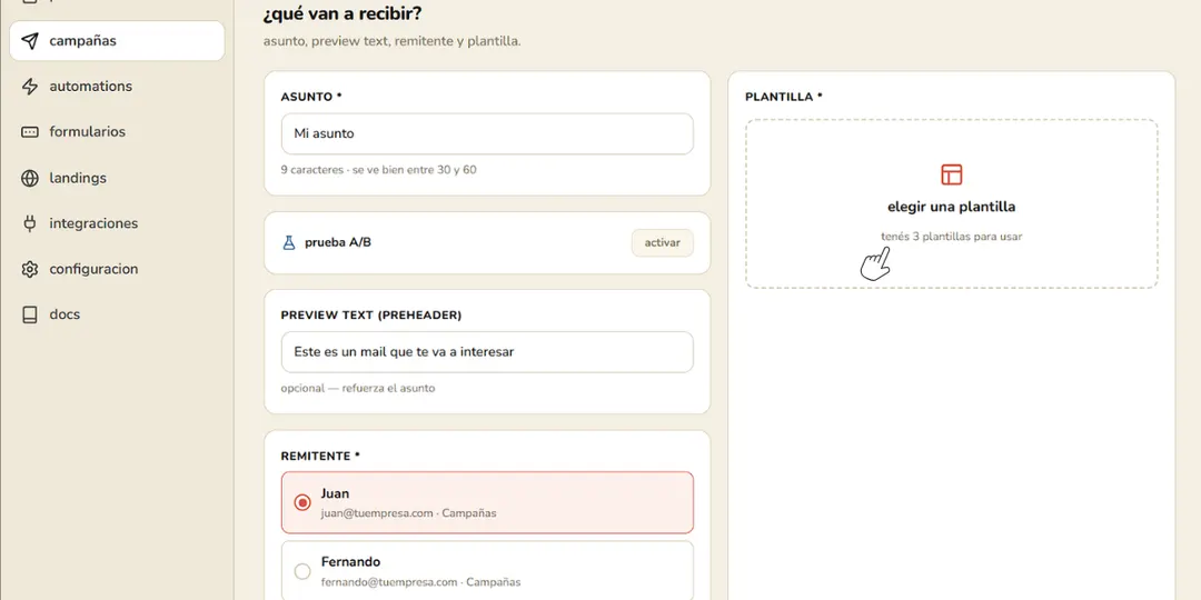 Configurá una campaña